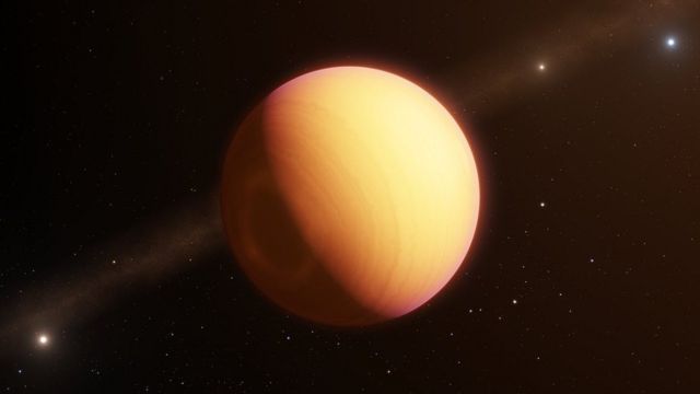 Ilustración artística del exoplaneta HR8799e