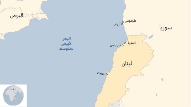 Lübnan kıyılarının açıklayıcı haritası