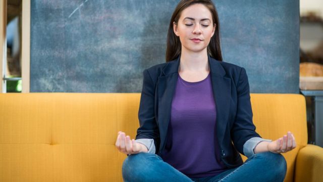 A woman meditating