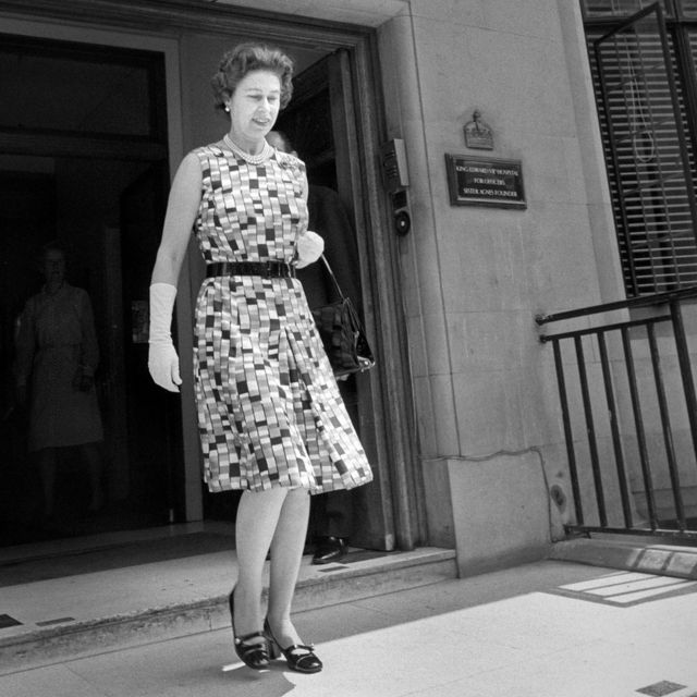 Queen Elizabeth II leaving the King Edward VII Hospital for Officers after visiting Princess Anne