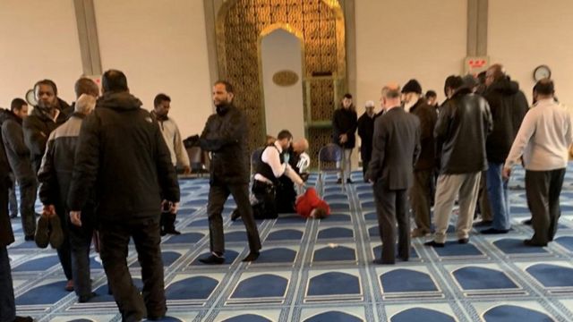 Police inside mosque