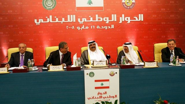 المشاركون في مفاوضات الدوحة حول لبنان عان 2008