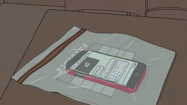 Teléfono celular en una bolsa de evidencia
