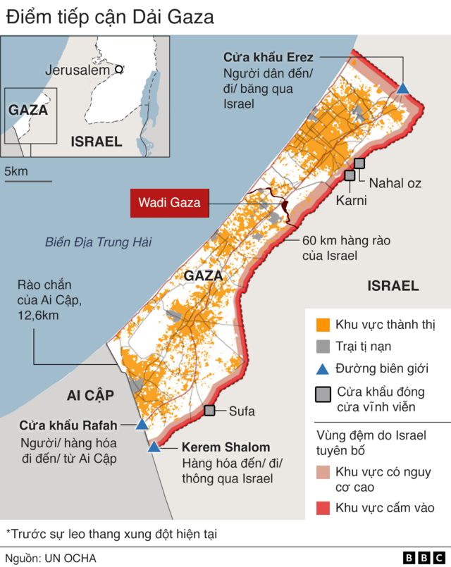 Gaza crossing map