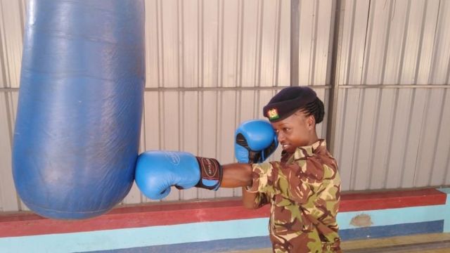 Mbithe akifanya mazoezi