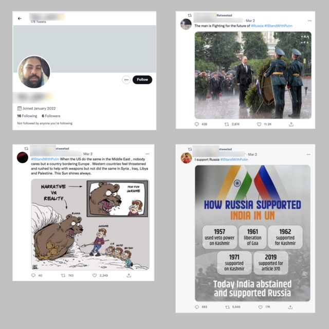 Capturas de tela de um perfil do Twitter representando o cantor indiano Raja Gujjar