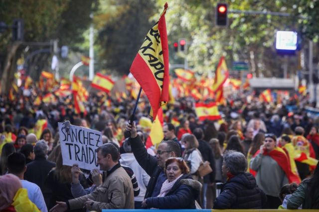 Protestas en Madrid contra la ley de amnistía. 