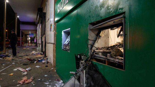 A looted ATM in Philadelphia