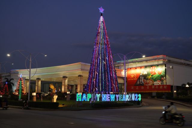 Another Poipet casino decked out to welcome tourists.