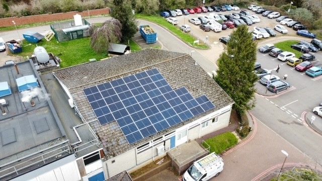 Solar panels on the roof of Horton General Hospital