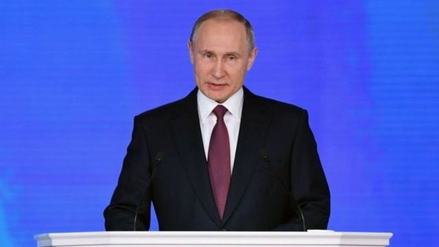 It was Mr Putin's last speech before the election
