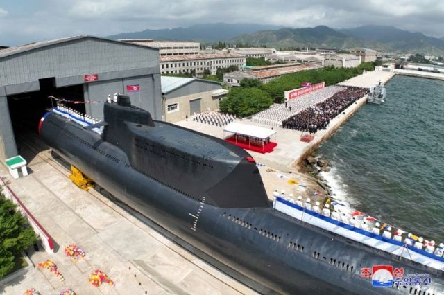 Una vista aérea del submarino