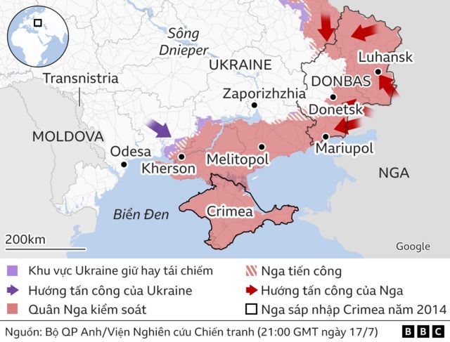 Bản đồ chiến sự Ukraine