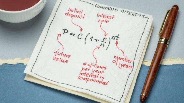 Imagem mostra guardanapo com equação dos juros compostos