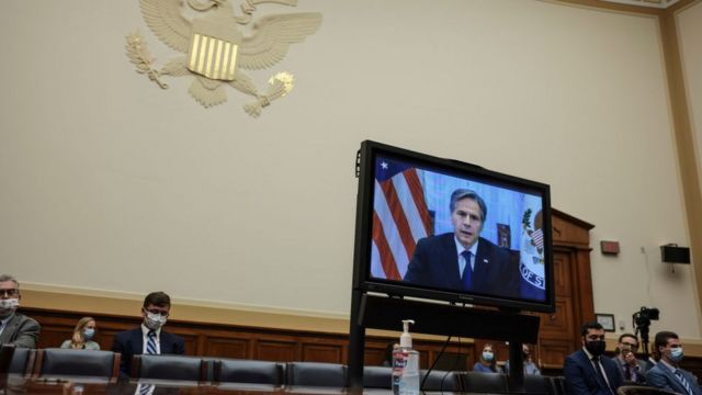 أنتوني بلينكن خلال استجوابه أمام الكونغرس بشأن الانسحاب من أفغانستان