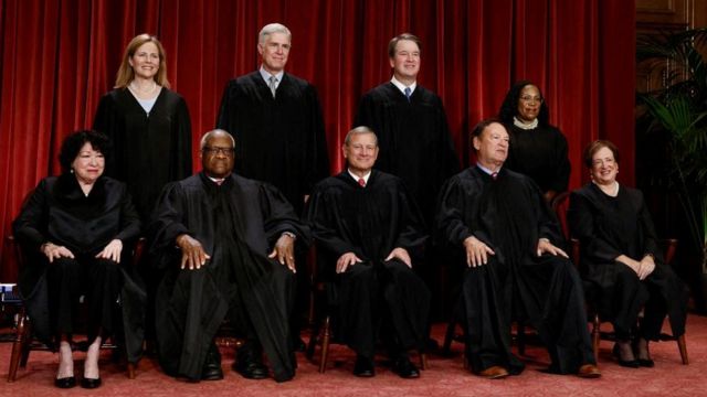 美国高院的裁决遵循了意识形态路线，少数的自由派大法官持不同意见。(photo:BBC)