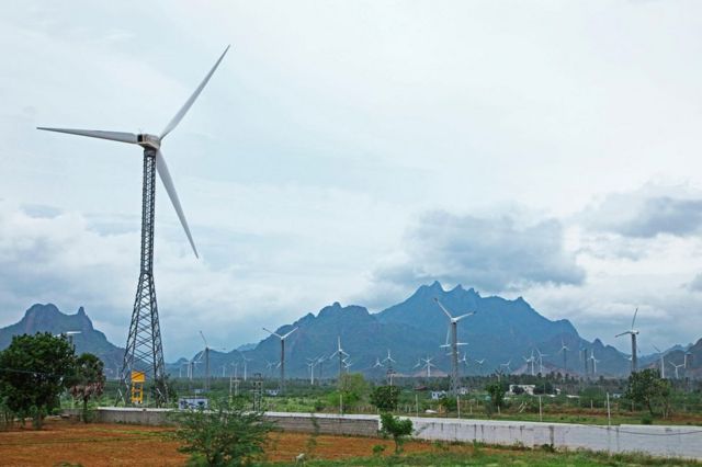 A wind turbine in Kanyakumari