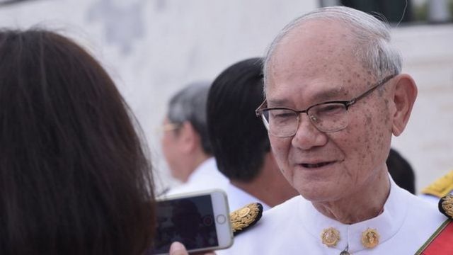 มีชัย ฤชุพันธุ์ ในวันพระราชพิธีประกาศใช้รัฐธรรมนูญ เมื่อ 6 เม.ย. 2560