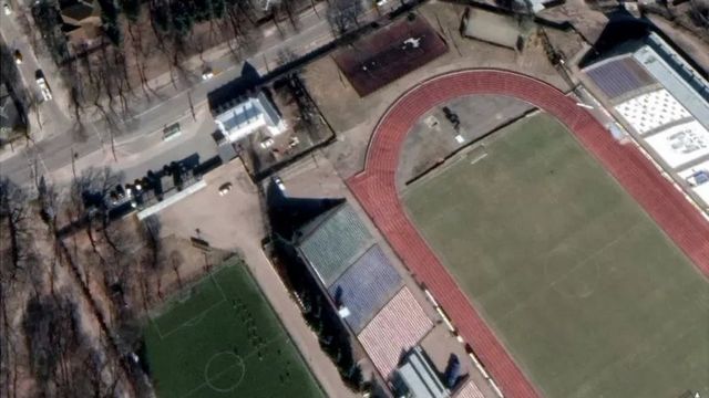 Спутниковая фотография стадиона и близлежащих зданий