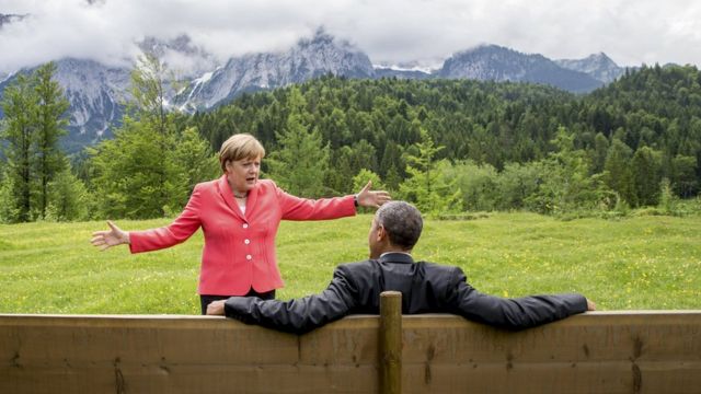 Merkel e o ex-presidente americano Barack Obama