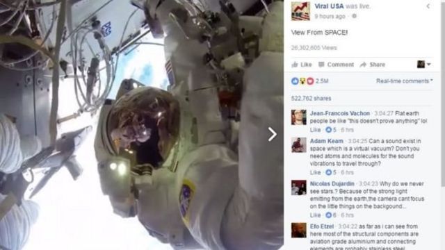 فيديو لجولة سباحة في الفضاء انتشر على فيسبوك