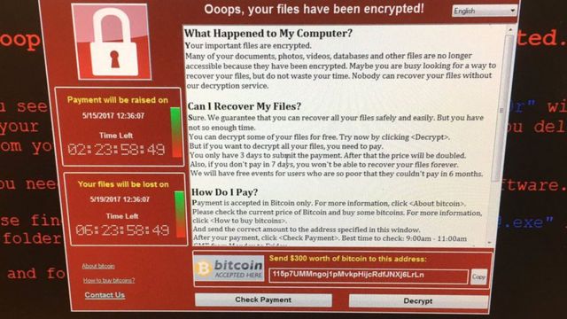 Captura del ataque de ransomware