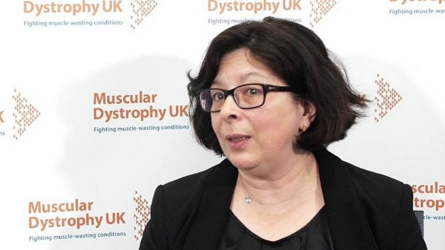 La Dra. Teresinha Evangelista en un envento sobre distrofia muscular en el Reino Unido