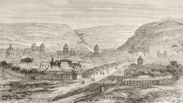 Ilustración de Cusco, Perú,del siglo XIX.