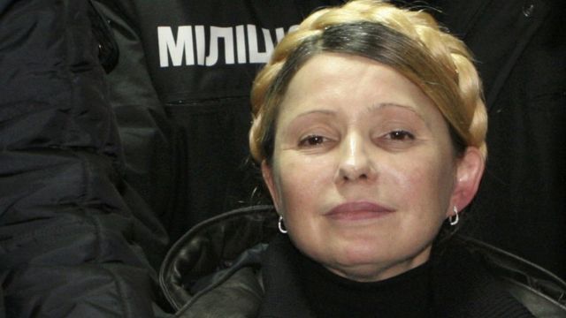 زعيمة المعارضة الأوكرانية السابقة يوليا تيموشينكو بعد إطلاق سراحها في خاركيف في 22 فبراير/شباط 2014
