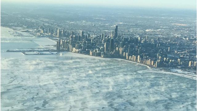 Chicago skyline frozen