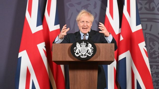 Boris Johnson ao anunciar o acordo