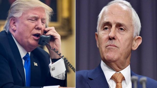 トランプ米大統領(写真左)とターンブル豪首相