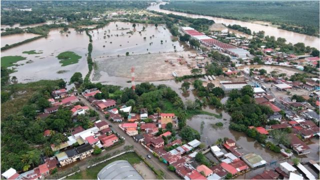 Una región inundada de Honduras