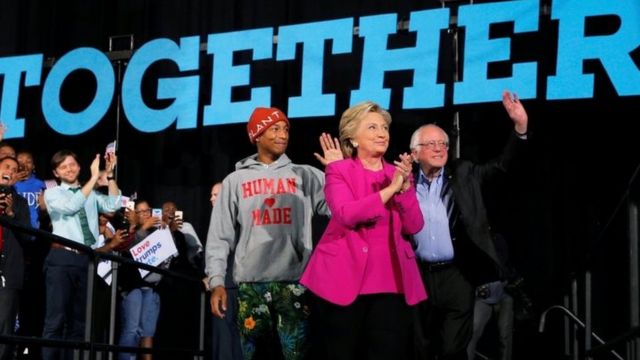Pharrell Williams, Hillary Clinton and Bernie Sanders