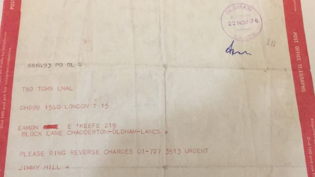 Jimmy Hill's telegram to Eamonn