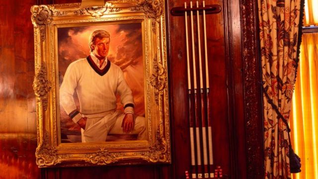 A portrait in the billiards room of mar-a-Lago
