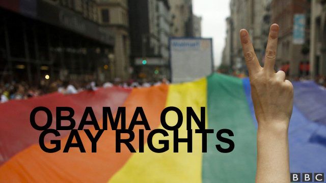 Obama and biden running with gay pride flags