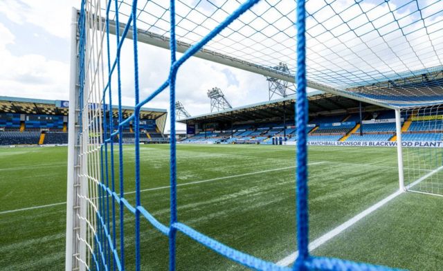 A general view of Rugby Park during a cinch Premiership match between Kilmarnock and Heart of Midlothain at Rugby Park, on April 27, 2024, in Kilmarnock, Scotland.  