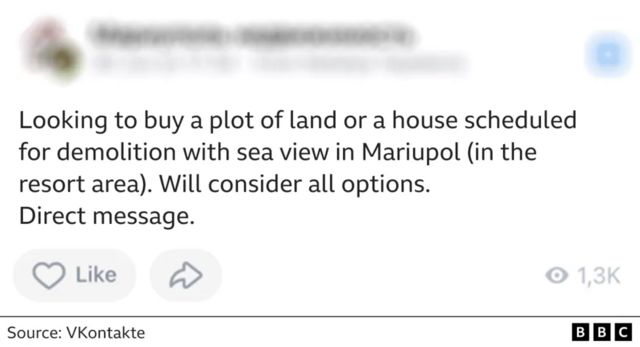 Những bài đăng tìm kiếm bất động sản ở Mariupol như thế này đã xuất hiện trên mạng xã hội VK của Nga