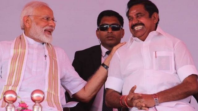 அ.தி.மு.க, பா.ஜ.க, தி.மு.க, மோதி, எடப்பாடி கே பழனிச்சாமி, மு. க. ஸ்டாலின்