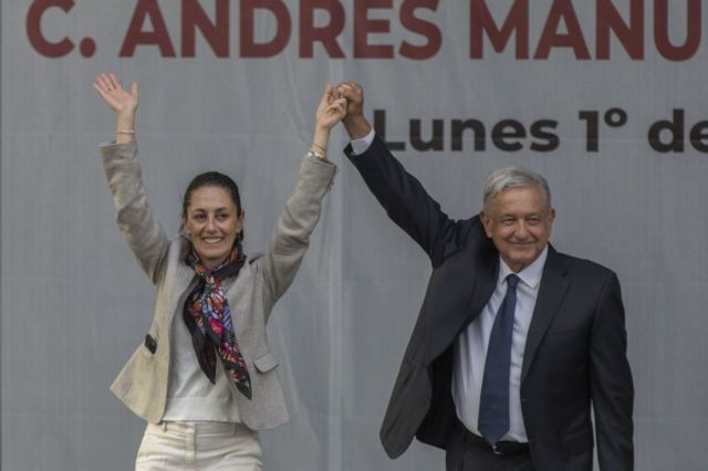 Claudia Sheinbaum e Andrés Manuel López Obrador em 2019