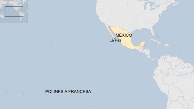 Mapa del océano Pacífico, entre México y la Polinesia Francesa