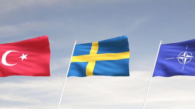 Türkiye, İsveç ve NATO bayrakları