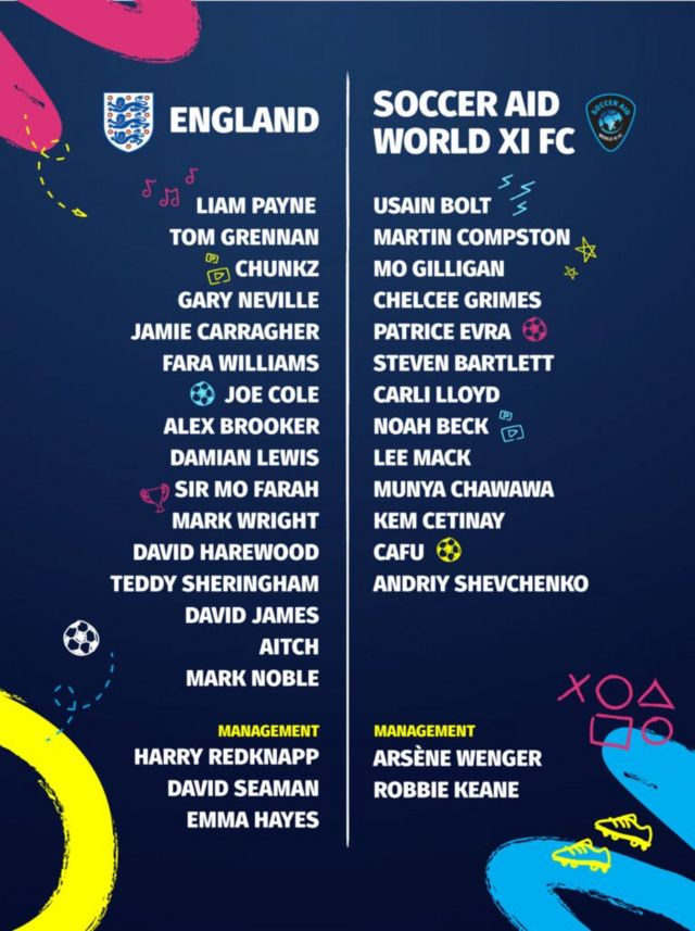 Soccer Aid Line Up Numbers