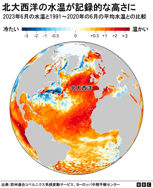 北大西洋の水温の変化