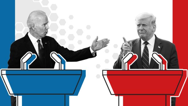 Promotional image of the Trump and Baden debate