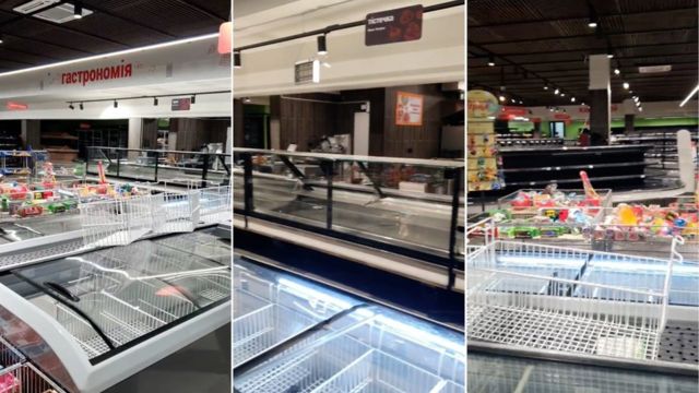 The shelves in the Ukrainian supermarket were empty
