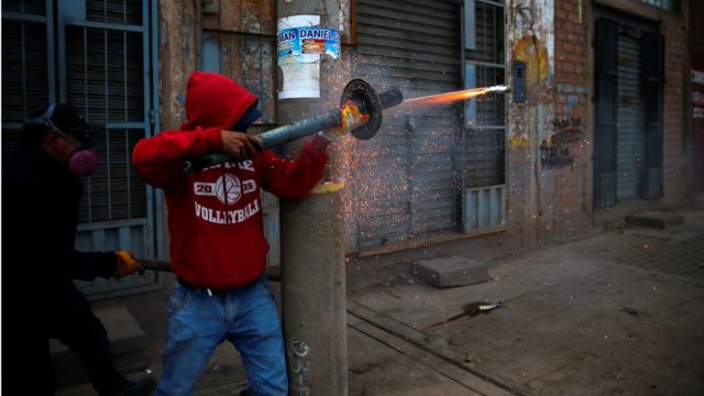 Manifestante en Juliaca.