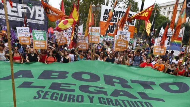 Protesta de mujeres en Argentina.