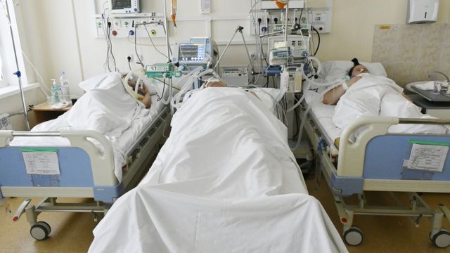 Краснодар. Пациенты в отделении реанимации в госпитале на базе Краевой клинической больницы № 2